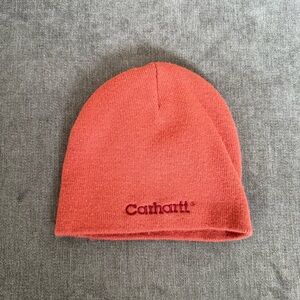 Carhartt Spell Out Beanie Orange Rust OS Embroidered Logo Knit Y2K
